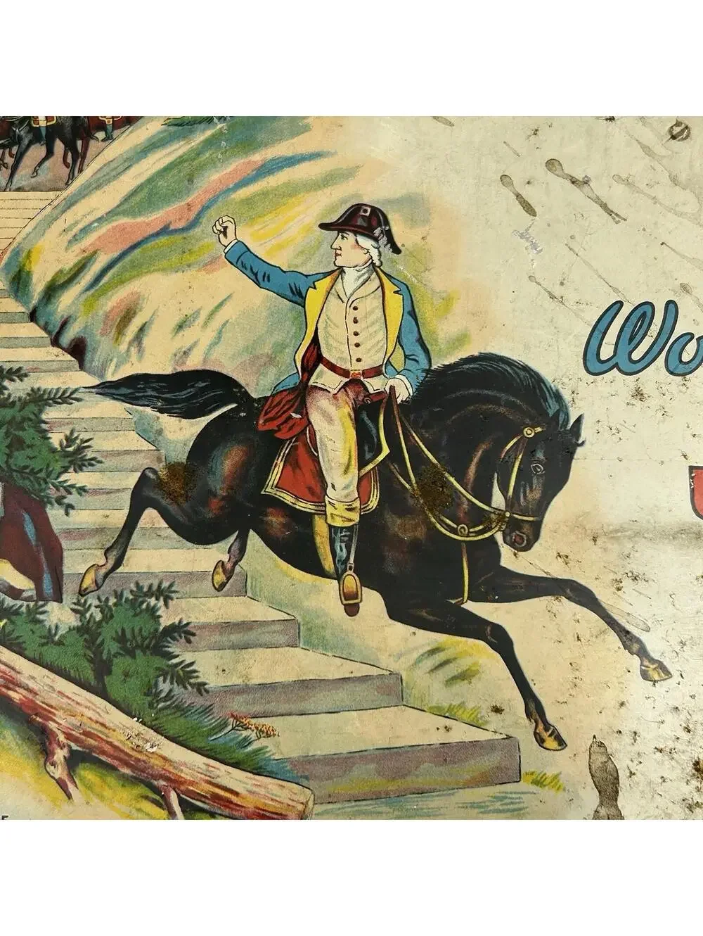 Antique Putnam Dyes Tin Cabinet Sign Putnam Israel Revolutionary War Ride J2
